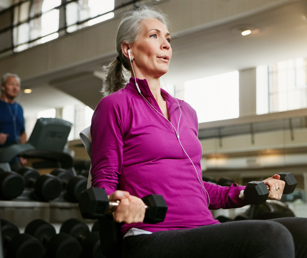 Older woman exercise in the gym