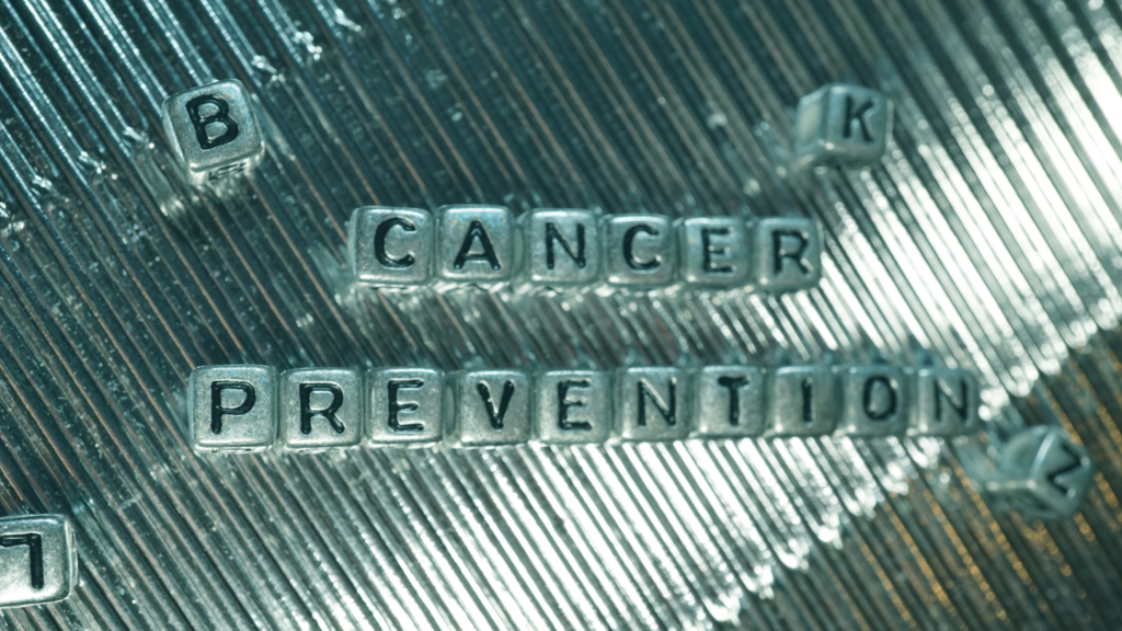 Cancer prevention sign with individual letter blocks